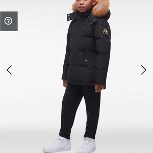 Unisex kids moose knuckles gold 3Q hooded fur coat !